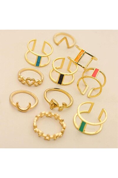 Pursehuit Set de 10 inele aurii, diverse forme, Theresa C3