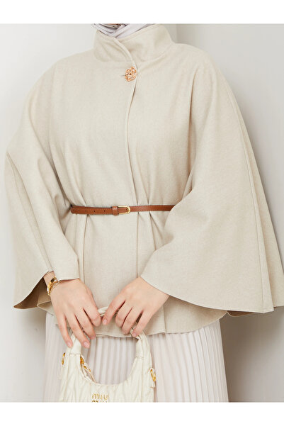 SERRA MODA Women's Belted Brooch-Buttoned Cashmere Poncho