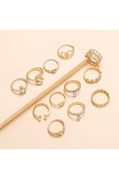 Pursehuit Set de 12 inele aurii, cu pietre, Monia C3