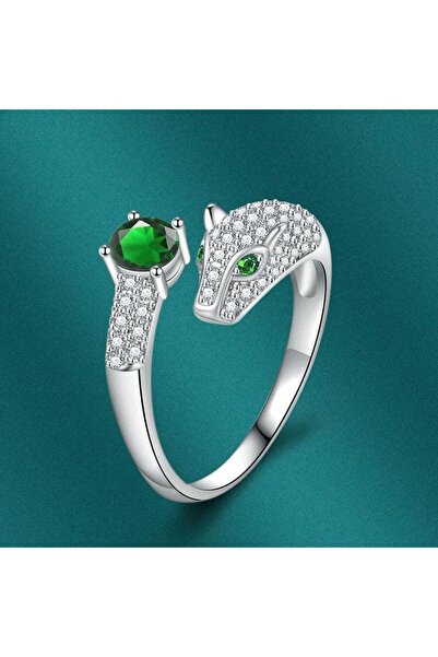 Pursehuit Inel argintiu, reglabil, formă de panteră, cu pietre de zirconiu, Mansa C2