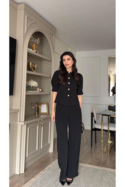 HAZELANNA Black Suit with Square Buttons