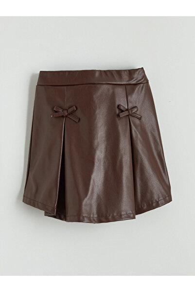 LC Waikiki Φούστα για κορίτσια Özmarka New Season με ελαστική μέση και εφέ δέρματος πλισέ