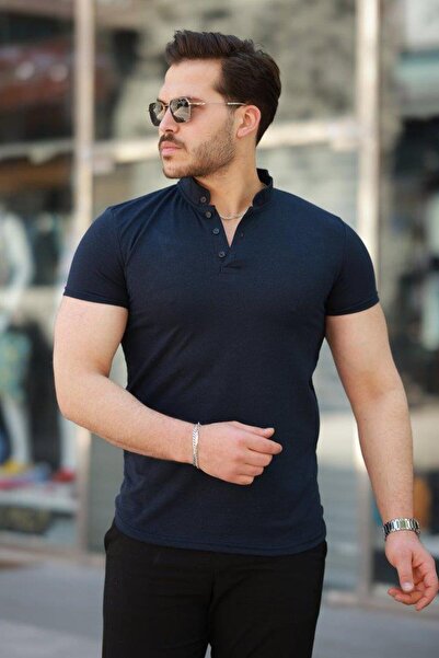 Genel Markalar Erkek Hakim Yaka Dokuma Pamuklu Kumaş Kısa Kollu T-shirt