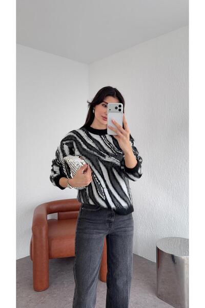 HAZELANNA Pulover negru cu paiete