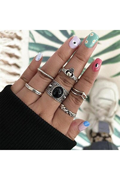 Pursehuit Set de 6 inele argintii, diverse forme, Nela C3