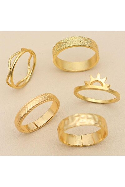 Pursehuit Set de 5 inele aurii, diverse forme, Tabita C4