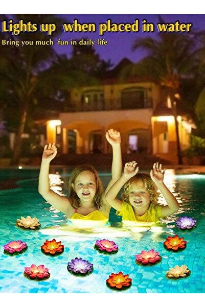 ACLIX 12 Piece Lotus Flower Floating Candles Water Sensor