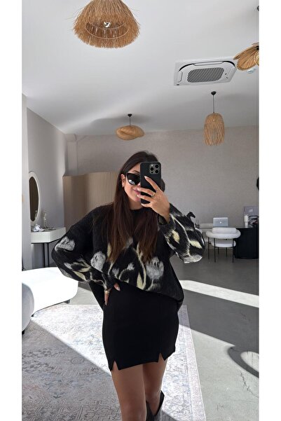 Buket Teke Black Double Slit Zr Original Skirt