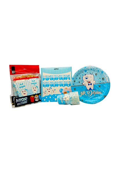 MODGER Erkek İlk Dişim Çıktı Parti Set Diş Buğdayı Parti Seti Erkek 8 Kişilik.