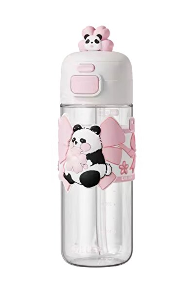 Vagonlife Panda Figured Water Bottle with Straw 600ml