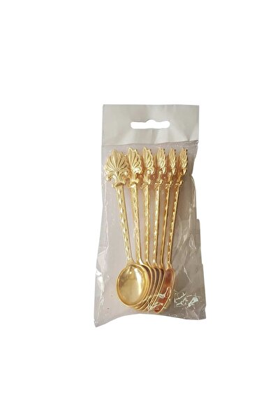 BUSEM Set of 6 zamak spoons for Turkish tea, gold color, 112 gr,