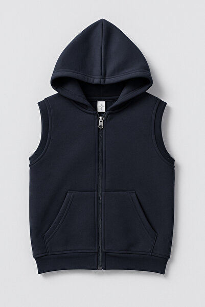 Uğur bebe “İçi Ş Fleece-Lined K Hooded Navy Blue Children's Vest – Warm, Soft and Very Comfortable Winter Model”