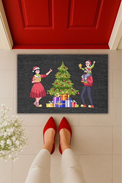 Dormot Yüksek Kaliteli Modern Dijital Baskı - Yılbaşı Ağacı Temalı Paspas 70x...