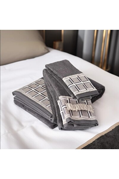 Tomris Alp Tılsım Collection Micro Bamboo, Anthracite Color, Special Packaged Towel Set