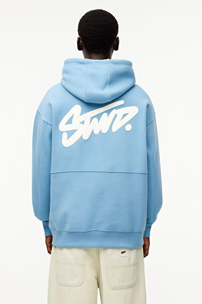 CLASSY.MODA Unisex 3 İplik O Oversized Stwd Lettering B Printed K Hooded Kangaroo Pocket Comfortable Casual Hoodie Sweat