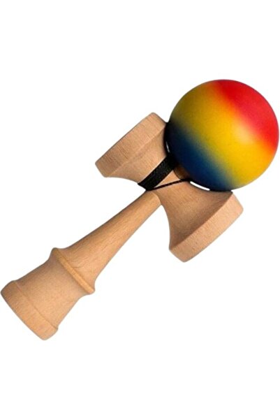 OEM Kendama profesională, lemn, 18 cm, joc de îndemânare, model gradient, roșu / multicolor