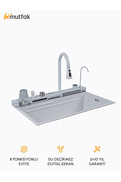 GL GENERAL 75*46cm Dijital Göstergeli Fonksiyonel Çelik Eviye Seti