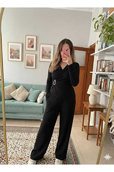 mooishan Buckle Detailed Double-Breasted Collar 2-Piece Set