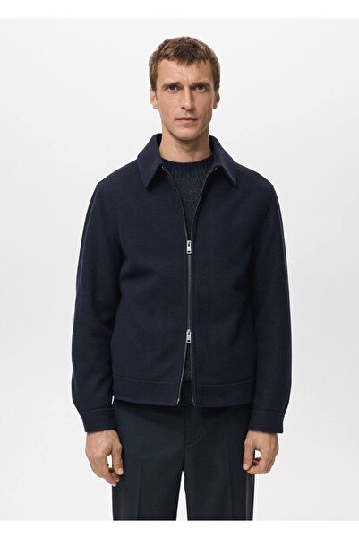 MANGO Man Fermuarlı yün ceket