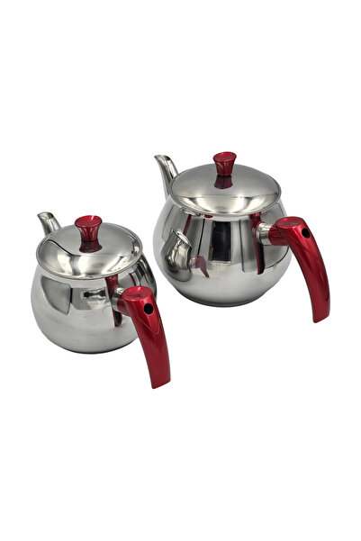 Porsima Stainless steel teapot set, with strainer inside, 2.8 lt, Traditional Turkish,