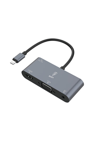 Spon iPhone 4-in-1 Adapter (HDMI, VGA, PD Charging, 3.5mm AUX) - Blue