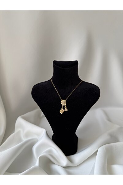 NB STEELORA قلادة نسائية من الفولاذ 316L بلون ذهبي مع حجر الزركون وشكل كاميرا...