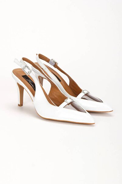 inyola Women's Stone and Transparent Detailed Heeled Shoes 3101