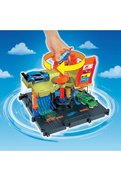 HOT WHEELS Set Joacă City - Complex Spălare Auto cu Accesorii Interactive pentru Mașinuțe
