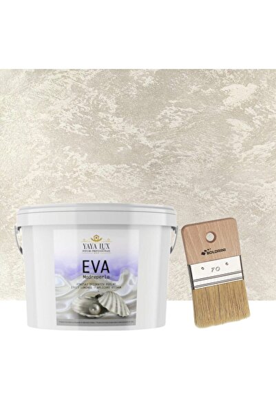 YaYa Color Luxury Decorative Paint Set, Eva Madreperla, Light Beige, 2 Liters and 70 mm Brush