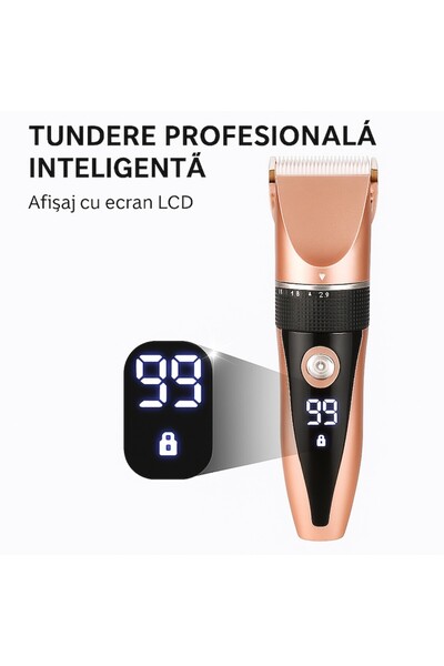 Brivoo® Brivoo Cordless Pet Hair Clipper, Titanium & Ceramic Blade, LCD, 2.5h, 5 Speeds, Gold