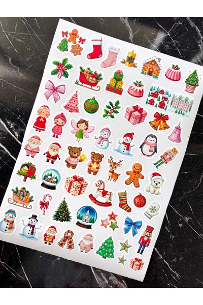 Hayal.kirtasiyesi New Year's Special Cut Sticker ~3-6 cm 57 Pieces New Year A...