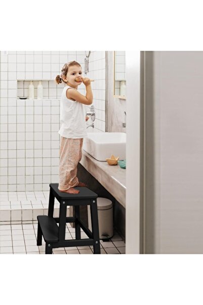 FORHOUSE 2-step children's ladder/stool, multifunctional, black, 50 cm