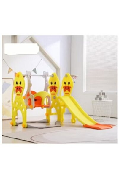 FULLJOY 3-in-1 Slide and Swing Set with Basketball Hoop, Indoor and Outdoor P...