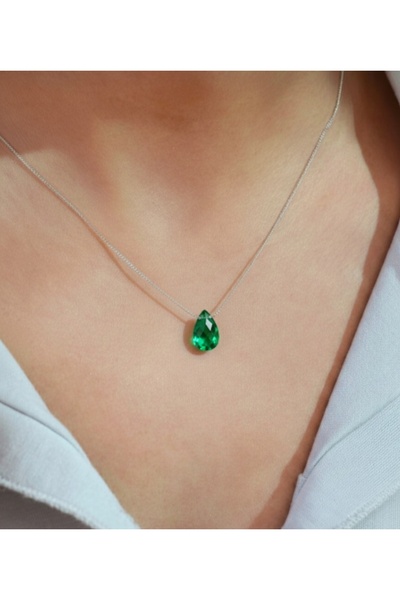 TakıConcept Yeşil Renkli Kristal Taşlı Kadın Kolye