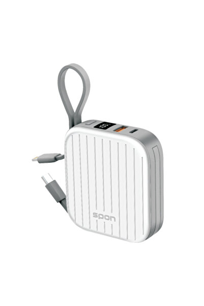 Spon Small 10000mAh Power Bank with Built-in Dual Cables, Fast Charging