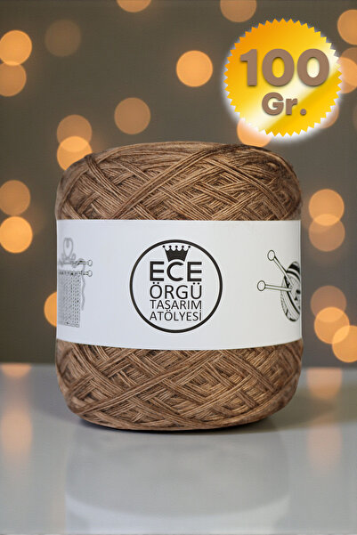 Ece Örgü Tasarım Atölyesi Camel rengi, çok katlı, dut ipeği-merino karışımı k...