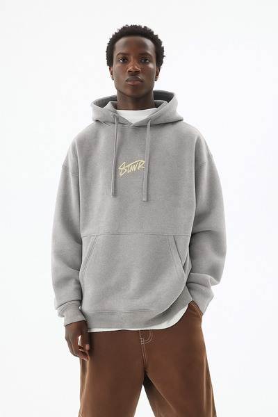 CLASSY.MODA Unisex 3 Thread O Oversized Stwd Lettering B Printed K Hooded Casual Daily Hoodie with Kangaroo Pocket