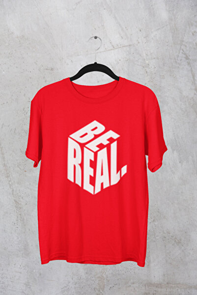 MG تيشيرت BE REAL مطبوع من القطن برقبة دائرية OV قصة فضفاضة ALIP بأكمام قصيرة...