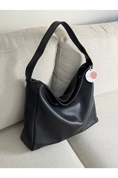 BAGLOVİS Single Handle Leather Casual Black Shoulder Bag En42 Boy28