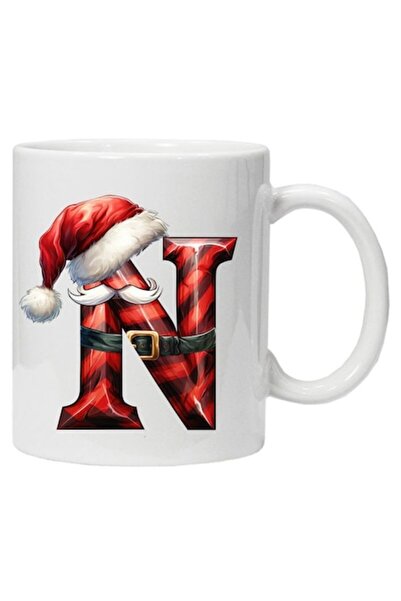 CRD PRINT Cană personalizată cu imprimeu de iarnă „Inițiala N”, model 3 - Cer...