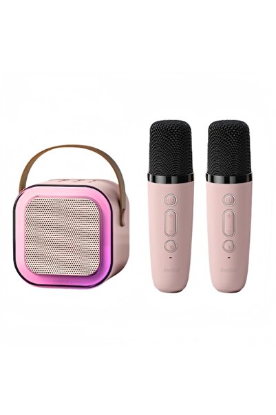 stuffix Karaoke Speaker Set with 2 Wireless Microphones, Bluetooth 5.3, Portable, Pink
