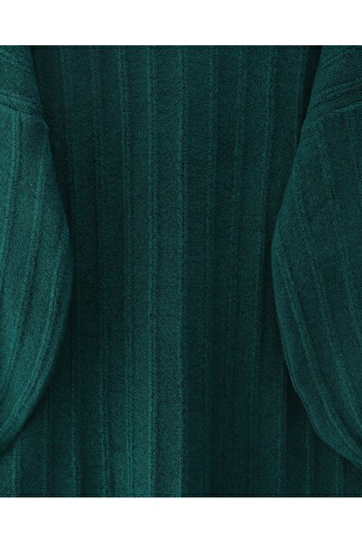 Modamorfo Corded Fabric Slit Yumoş Knitwear Tunic - Emerald