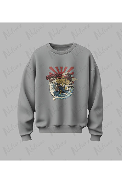 Nulivez تصميم الساموراي مطبوع سويت شيرت عالي الجودة للجنسين قصة فضفاضة برقبة ...