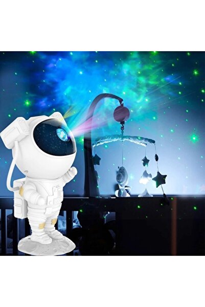 stuffix Astronaut Laser Projector with Aurora Borealis & Stars, 360° Rotation, Timer, Brightness, Remote