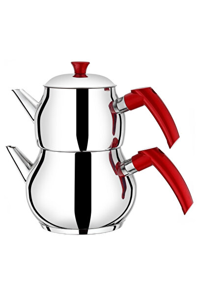 Çetcook طقم إبريق شاي من الفولاذ المقاوم للصدأ بمقبض من البكاليت بلون بوردو، ...