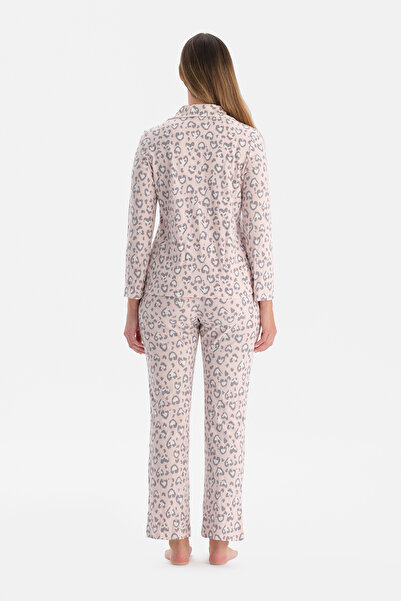 Dagi Leopard Printed Waffle Pajama Set