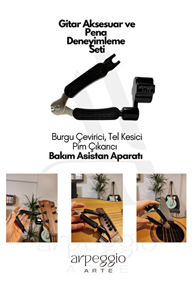 arpeggio ARTE Guitar Accessories and Pick Set – Capo, Tuner, Pick Keychain, Strap Lock