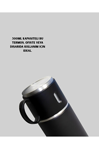 ZERO LAND Lvsqvr 500 ml Thermos Set That Preserves Heat for a Long Time | Steel Body, 2 Cups, (205642) Gift Box