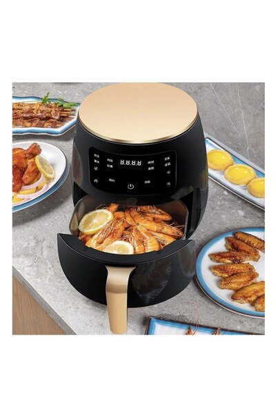 stuffix Air Fryer 2400W 6L LCD Touch Timer 6 Programs Auto Shut-off Black