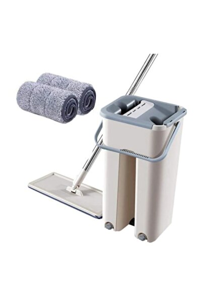 stuffix mop with bucket, two wash-and-dry compartments, 2 refill pads